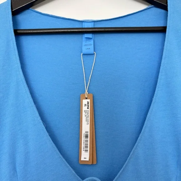 Skims Rare Cotton Jersey Swim Cover-Up Tie Front Long Sleeve Top NWT in Tide - Picture 8 of 10